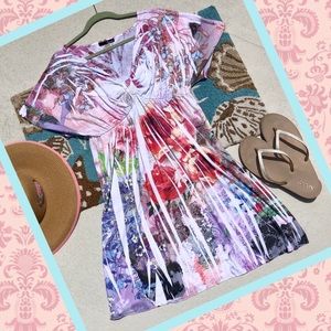 Espresso Floral Sublimation Sun Dress Coverup, Tunic XL